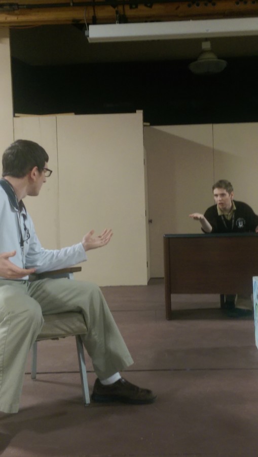 Seniors Patrick Sage (left) and Wade Freeman (right), along with the rest of the cast, spent weeks in rehearsal for their performance in Fairy Tale Courtroom.