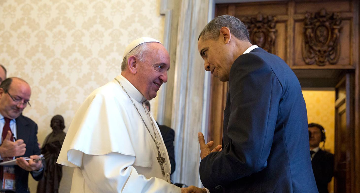 President Barack Obama bids farewell to Pope Francis following a private audience at the Vatican, March 27, 2014. (Official White House Photo by Pete Souza)

This official White House photograph is being made available only for publication by news organizations and/or for personal use printing by the subject(s) of the photograph. The photograph may not be manipulated in any way and may not be used in commercial or political materials, advertisements, emails, products, promotions that in any way suggests approval or endorsement of the President, the First Family, or the White House.