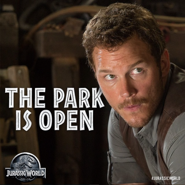 Promotional poster for Jurassic World courtesy of the the Jurassic World instagram.