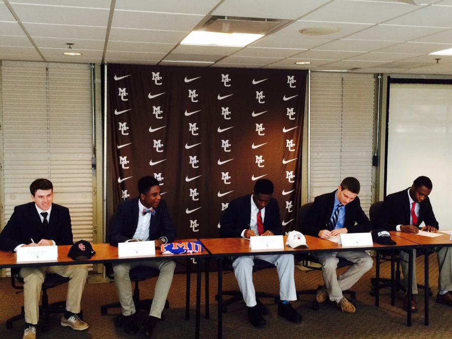 Five+Mount+Carmel+student-athletes+made+their+college+choices+official+at+a+signing+ceremony+on+Wednesday%2C+April+13.+