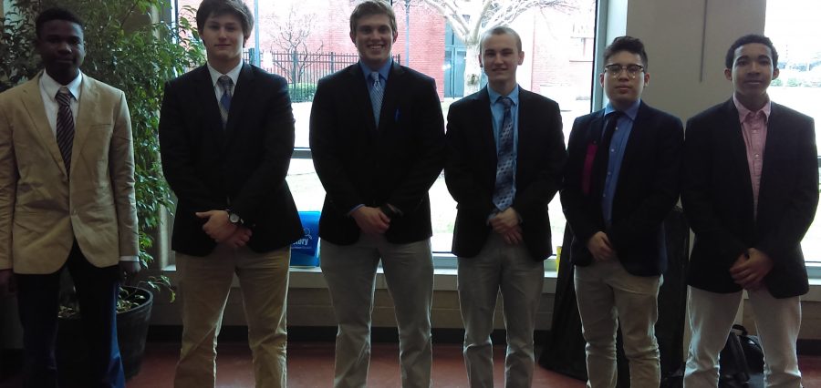 Seven students advanced in the Chicago History Fair, including (left to right): Jordan Patterson, Ryan Foley, Zachary Styka, Zachary Pasciak, Anthony Morales, and Kendall Nichols. (Not pictured: Edward Carter)