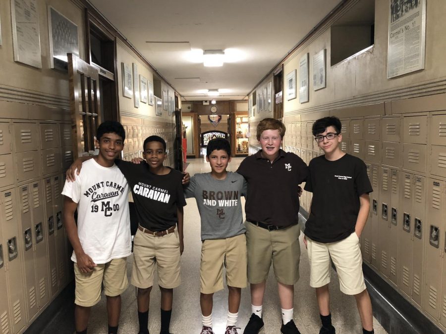 Carlos Banks (St. Therese), Justin Carney (St. Thomas of the Apostle), Robert Bonilla (Queen of Martyrs), Joe Bird (St. Catherine of Alexandra), Noah Sanchez (St. Thomas More, IN) are among a diverse group of freshmen beginning their journey to become Men of Carmel.