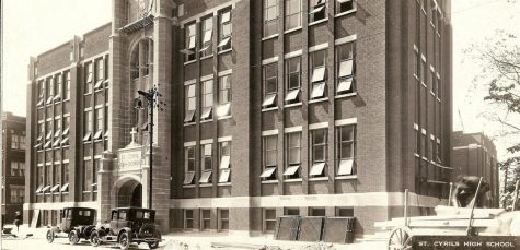 The name above the entry when the school was completed in 1924 was St. Cyril.