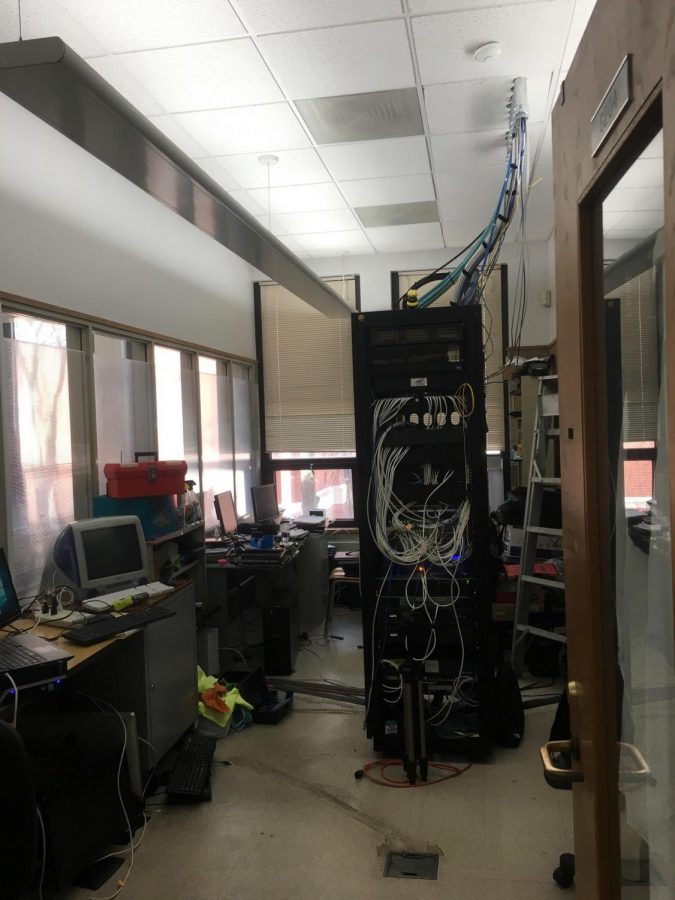 The hub of technology at MC is the server room, located between G202 and G204. (photo credit: Kris Rokita)