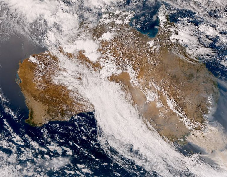 A recent satellite image of Australia shows the extent of this summers bushfires (photo credit: via Wikimedia commons under Creative Commons license)