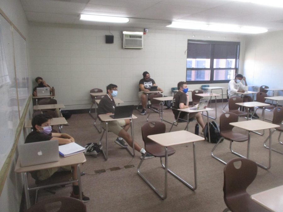 Whenever possible, students attending classes in-person are seated at a safe distance in Mount Carmels classrooms.