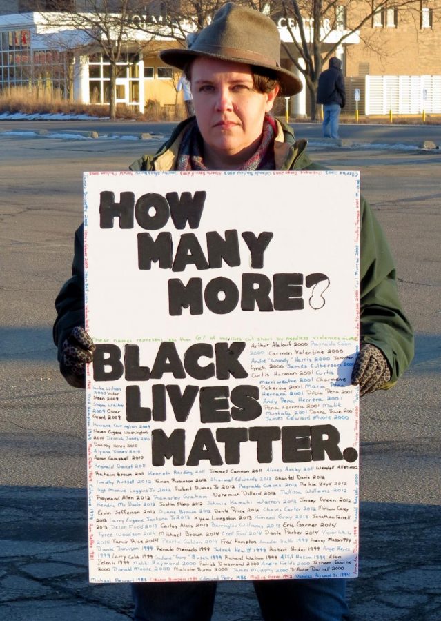 Black Lives Matter protestor from 2016 with a message that still applies.