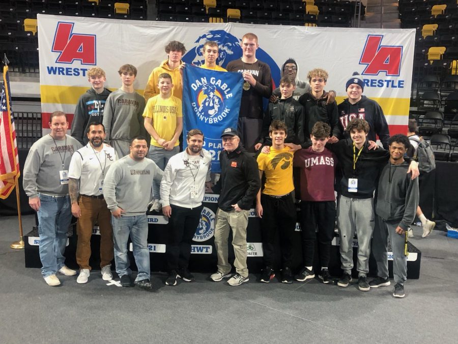 Caravan wrestlers take a photo at a recent event in Iowa.