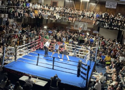 A bout starts at Fight Night in the Alumni Gym on Saturday, April 30, 2022.