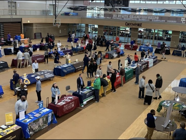 There were 77 representatives from colleges all over the country that gathered in the Cacciatore Gym to provide MC students with info.
