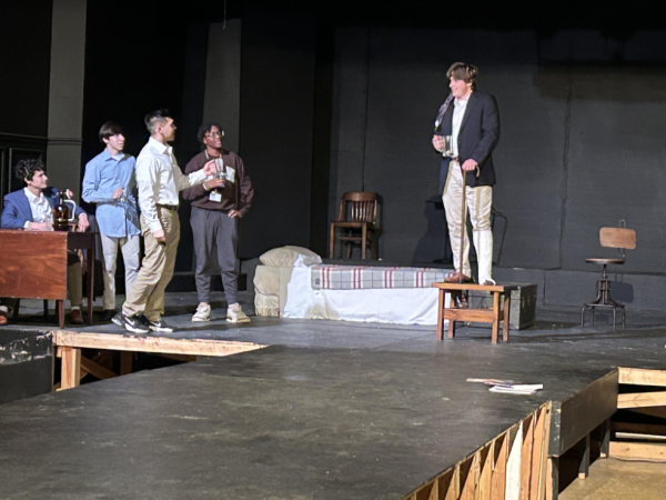 Members of the cast rehearse a scene for the upcoming production of A Separate Peace.