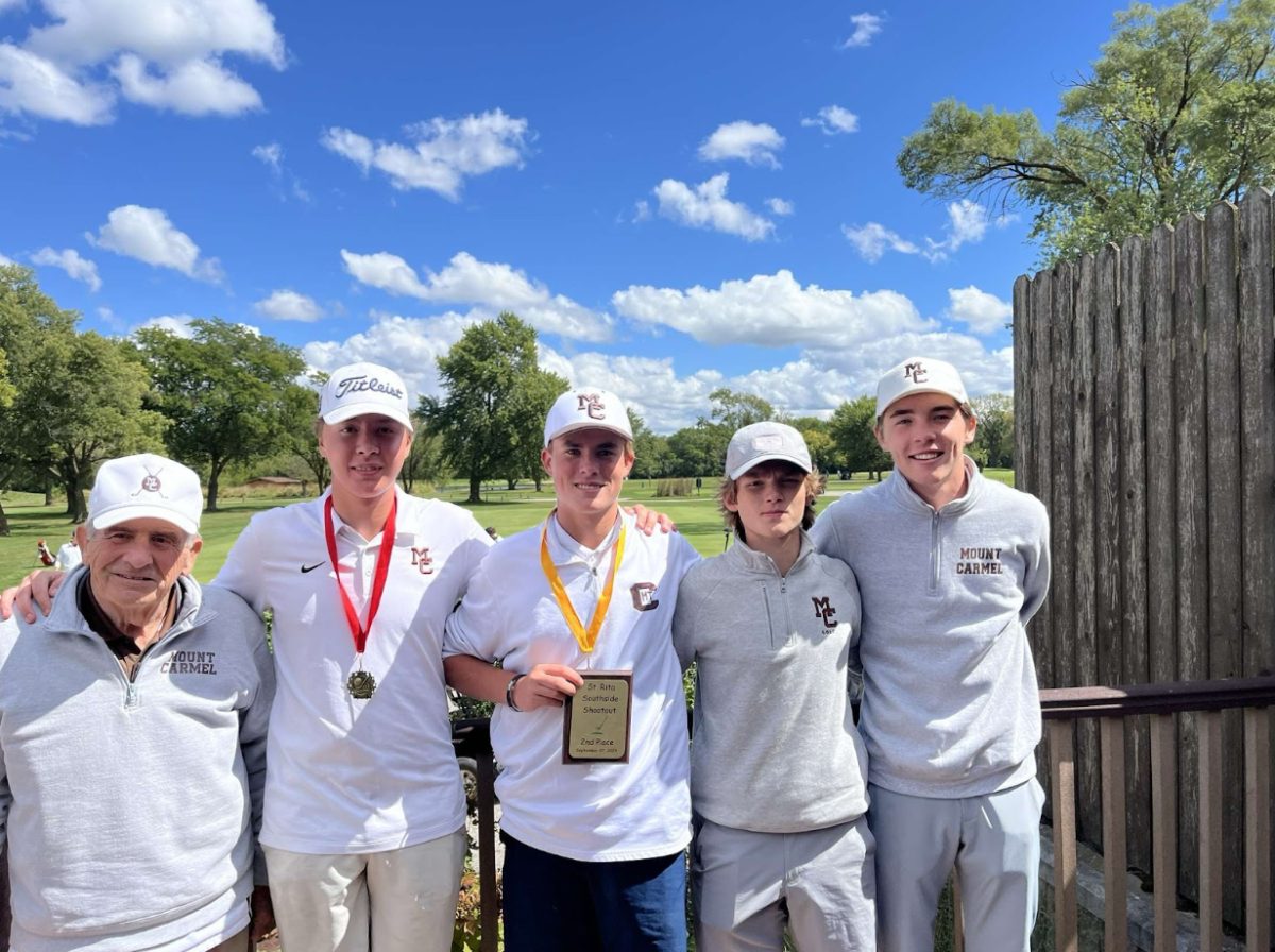 The MC golf team poses after taking second place in the Saint Rita South Side Shootout tournament. 
