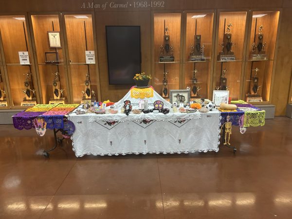 Mount Carmel’s ofrenda has been located in All Saints Hallway outside the Commons.
