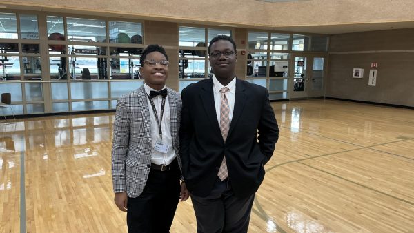 Sophomore Aaron Hyler (left) and senior Jeremiah Goolsby both play in the band during all school masses. Hyler played the drums during MC's Ash Wednesday service on March 5. 2025.