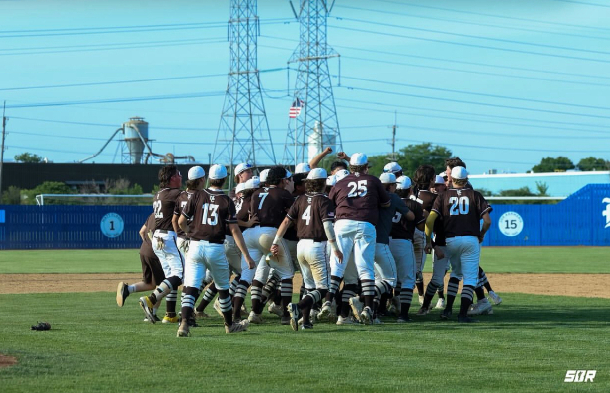 Mount Carmel baseball team celebrates after defeating Nazareth Academy to win the 4A Sectional Championship in 2024.

