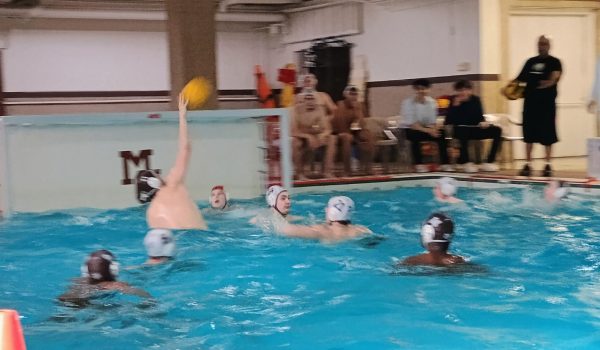 The Caravan water polo team moments before a goal during their season opener against St. Ignatius on March 12, 2025.