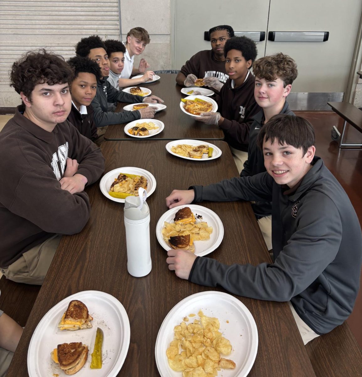 Once the Culinary Club cooks their dish, they get to eat it together.