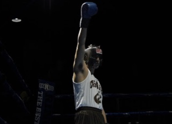 Aiden Correa rallies the crowd for his last ever boxing match at the 2025 Fight Night. 