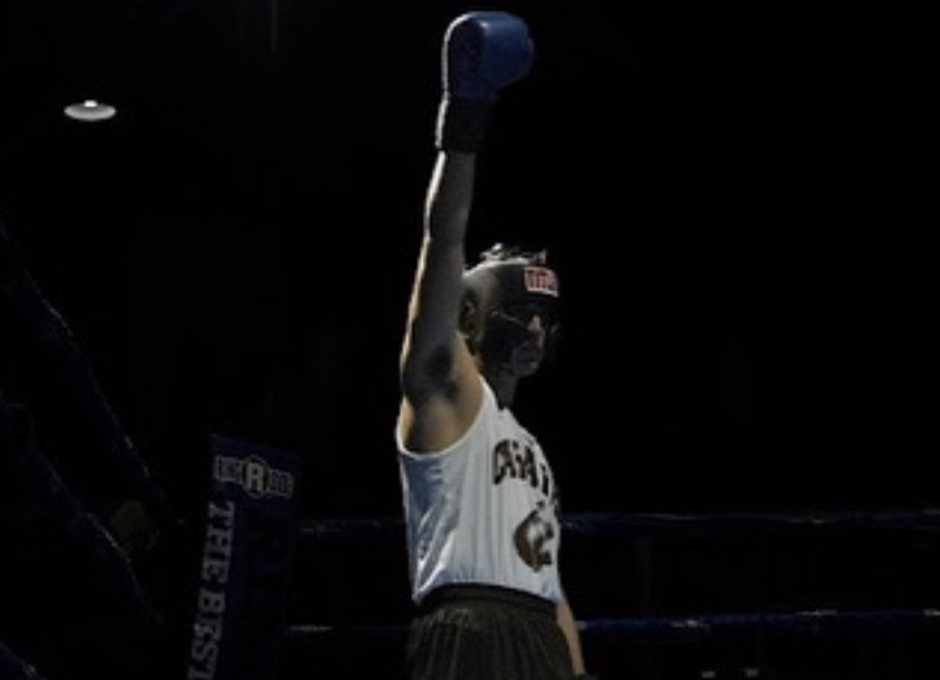 Aiden Correa rallies the crowd for his last ever boxing match at the 2025 Fight Night. 