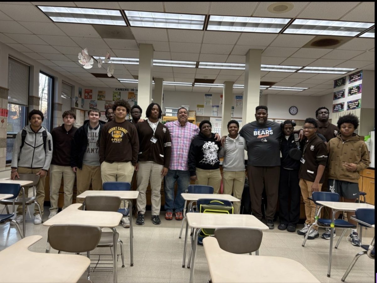 Members of the 64th Chapter club gather at a meeting after school.
