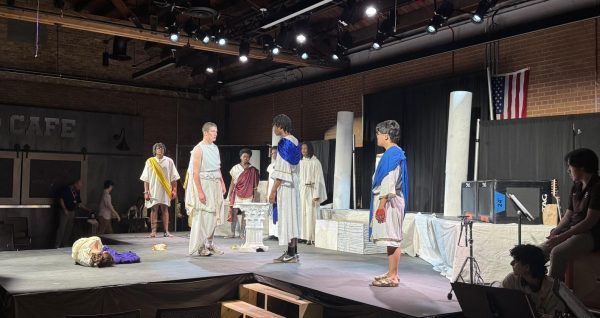 Students rehearse Julius Caesar in the BHPAC on April 15th, 2026.