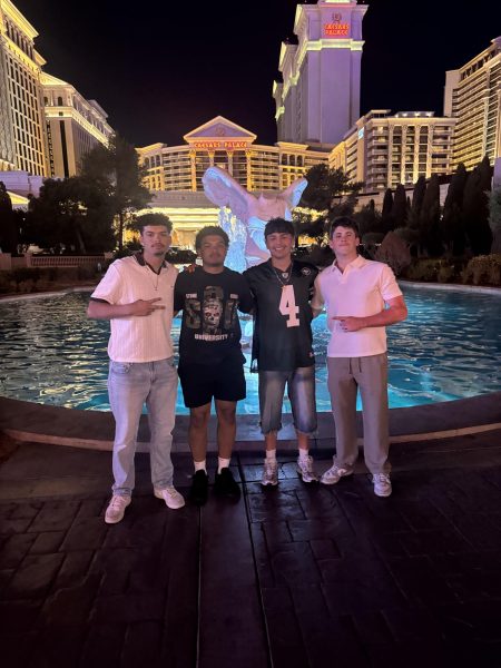 (from left) Anthony Chavez, Christian Clark, me, and TJ McQuillan traveled to Las Vegas for Caravan baseball.