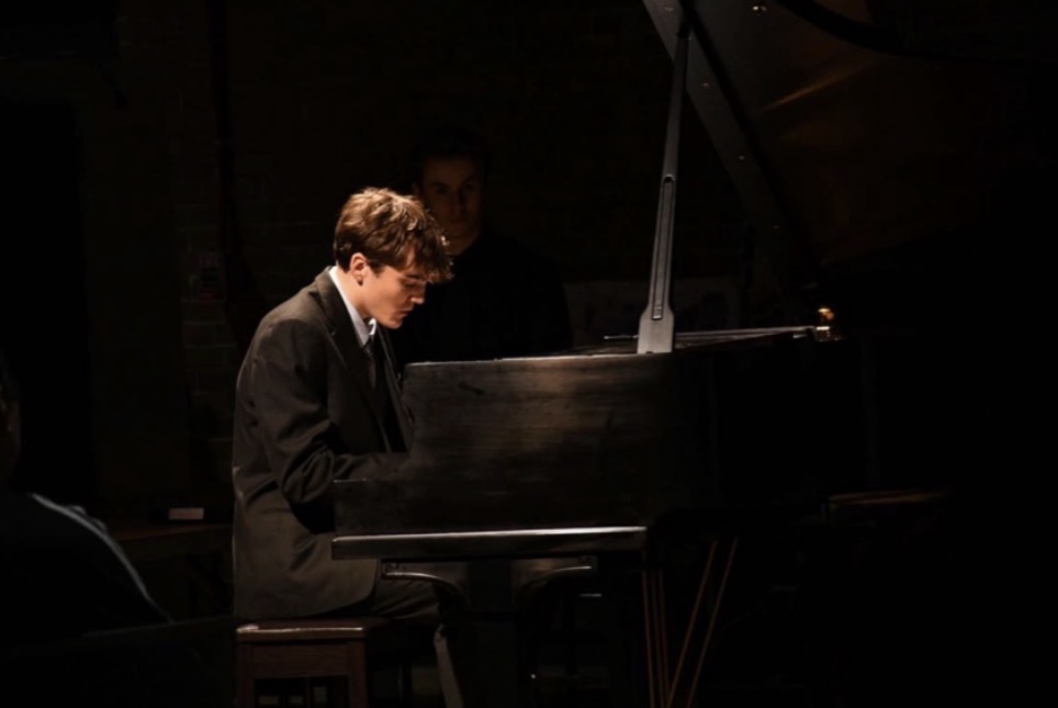 Freshman Sam Gall performs a solo piece on the piano at Fine Arts Night on April 28. 2026. 
